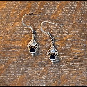 2/$20 Sterling silver dangler filigree earrings with marcasite vintage look